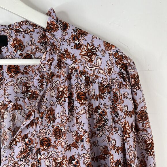 Jones & Co. Plus Sz 2X Blouse Top Lavender Floral Peasant Tie V-neck 3/4 Sleeve - Picture 3 of 10